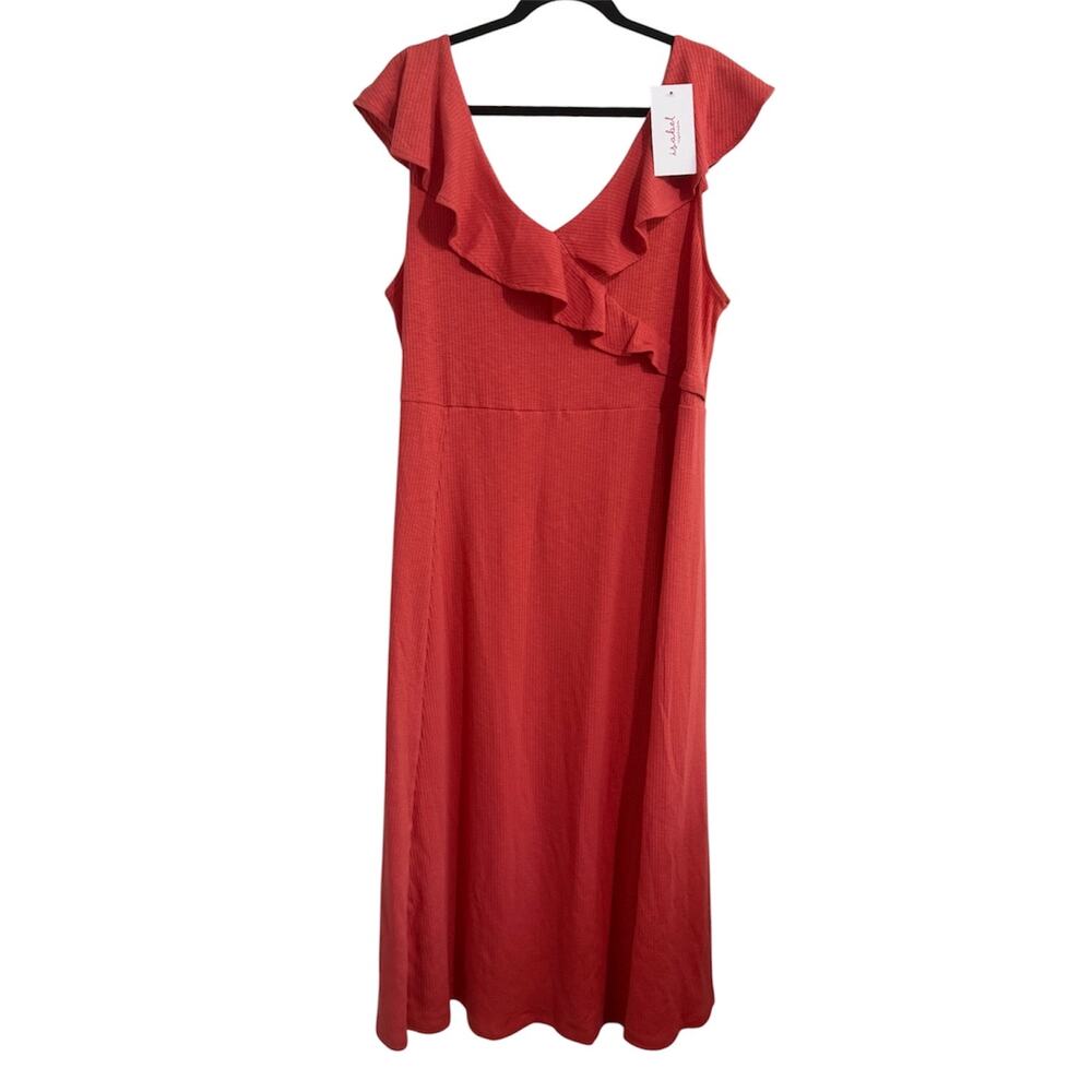 Isabel by Ingrid & Isabel Women’s XXL Ribbed Maxi Dress Coral Flutter Sleeve NWT